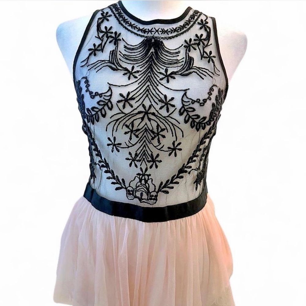 AKIRA Black and Cream Sheer Top